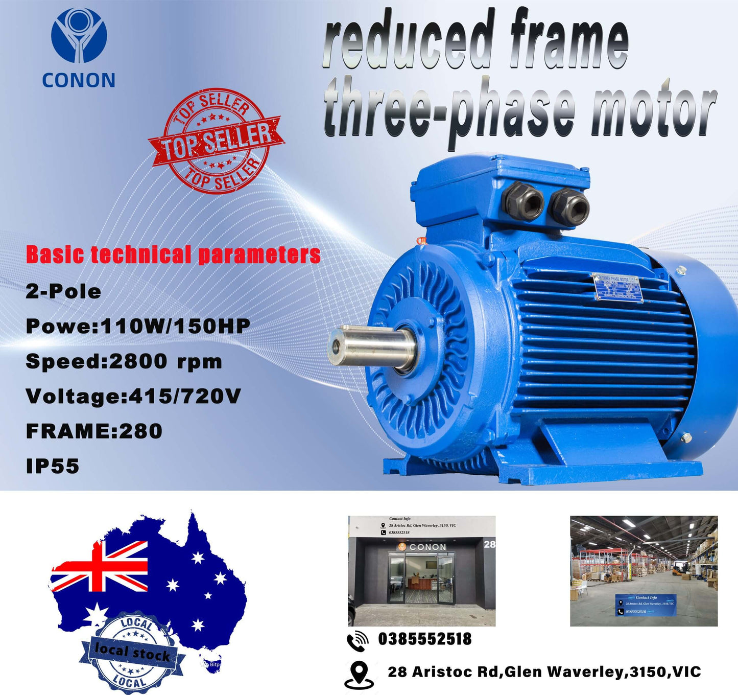 110kw/150HP 2800rpm Electric motor three phase Frame 280 compressor