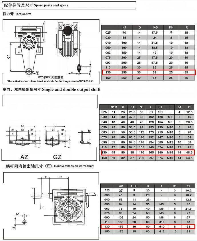 Worm Drive Gearbox NMRV130 100:1 ratio B5 Flange 24mm input shaft Speed reducer
