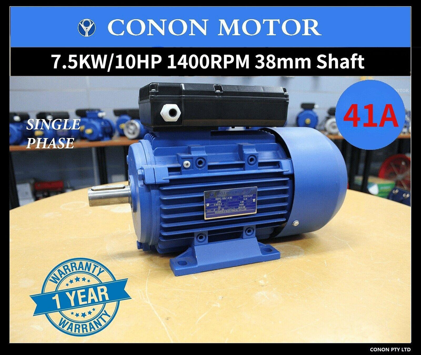 7.5kw 10HP 1400rpm shaft 38mm Electrical motor single-phase 240v