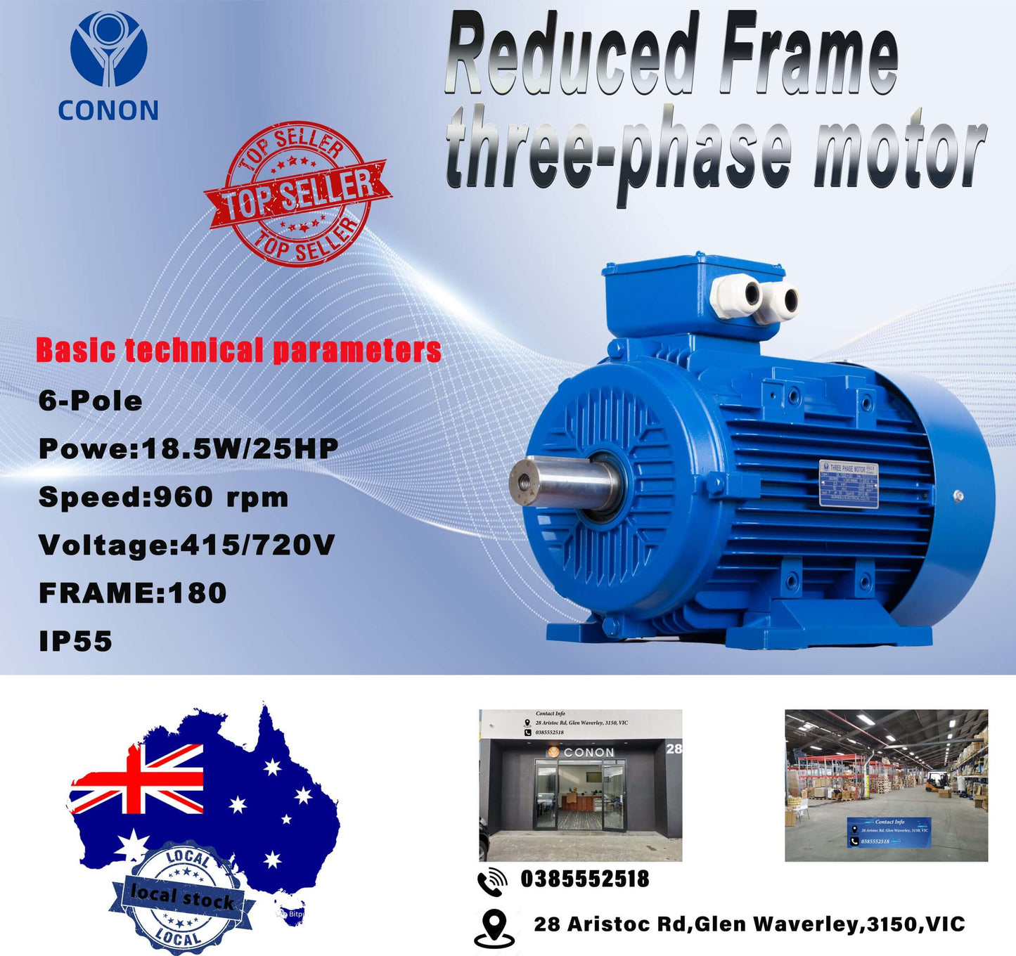 18.5kw/25hp 960rpm Electric motor three phase Frame 180 compressor