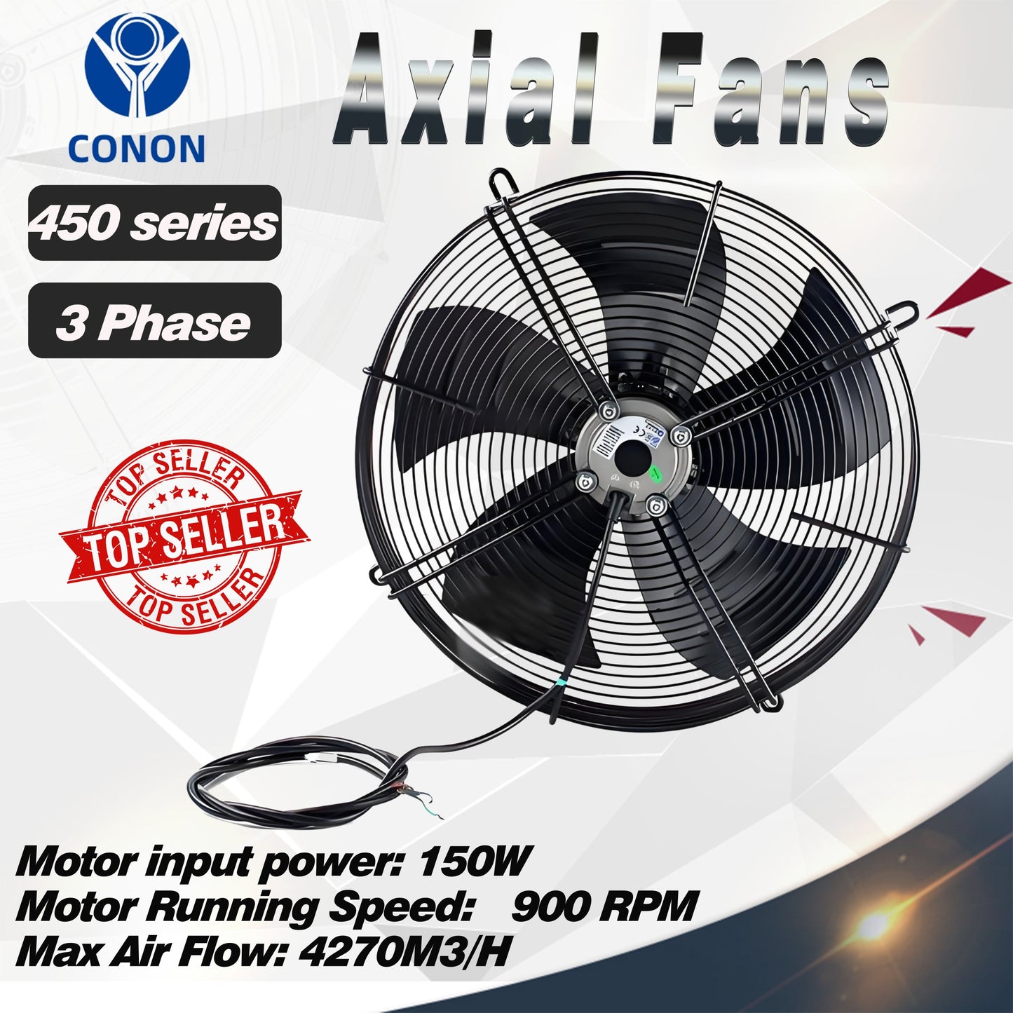 Axial Fan YWF6D 450mm 3 Phase 415V 1000rpm suction 6 pole Evaporate Refrigerated