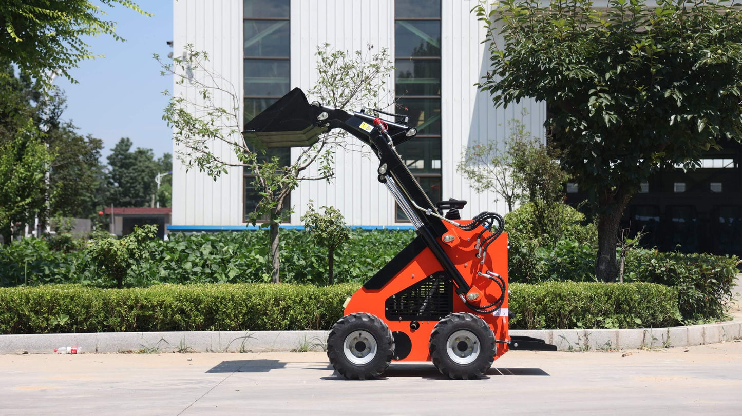 The 480 Mini Skid Steer Loader 23.5 hp is equipped with a Runtone gasoline engin