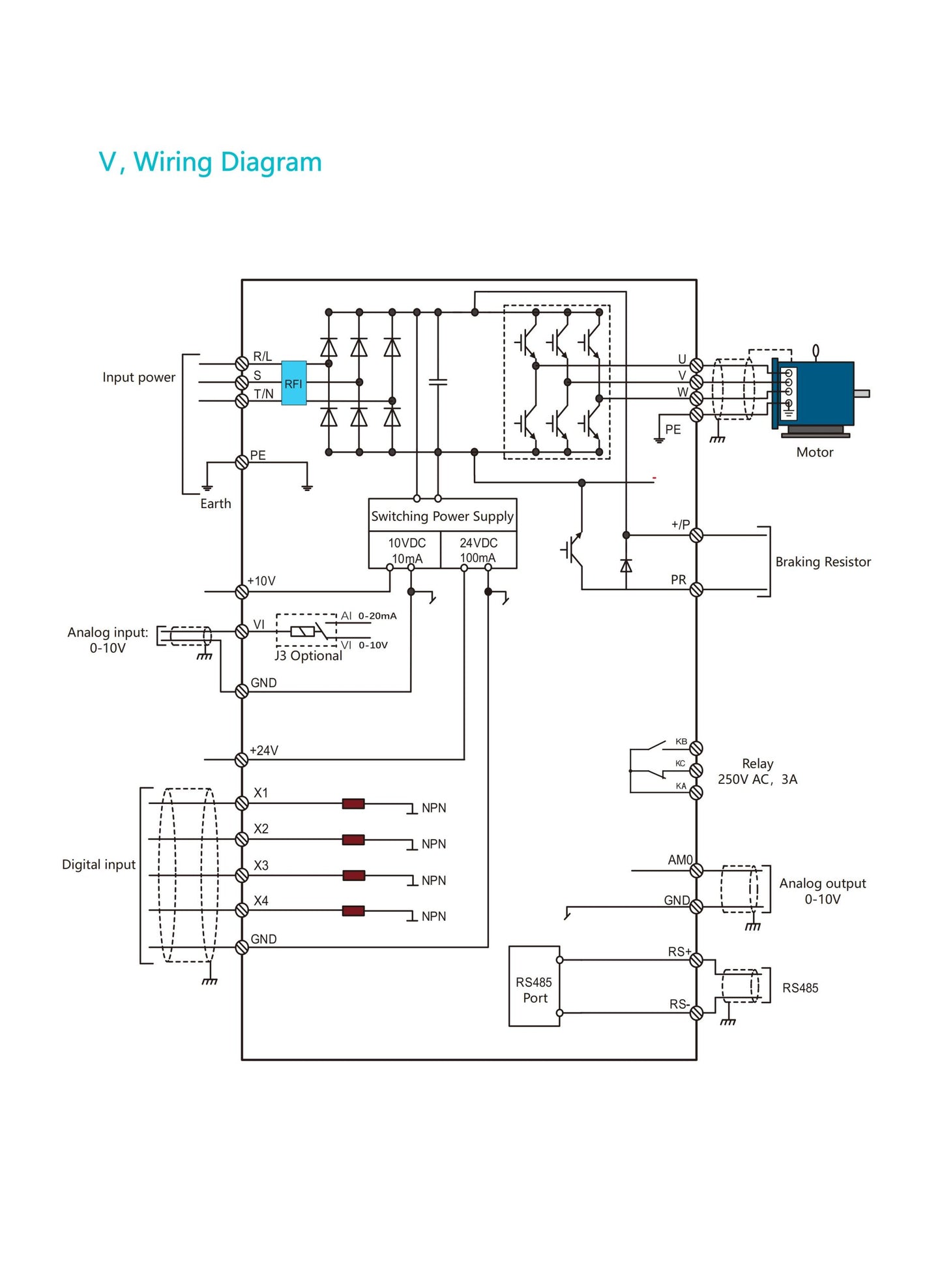 Motor Driver Frequency Inverter Electric VFD 4kW Single 240v to 415V