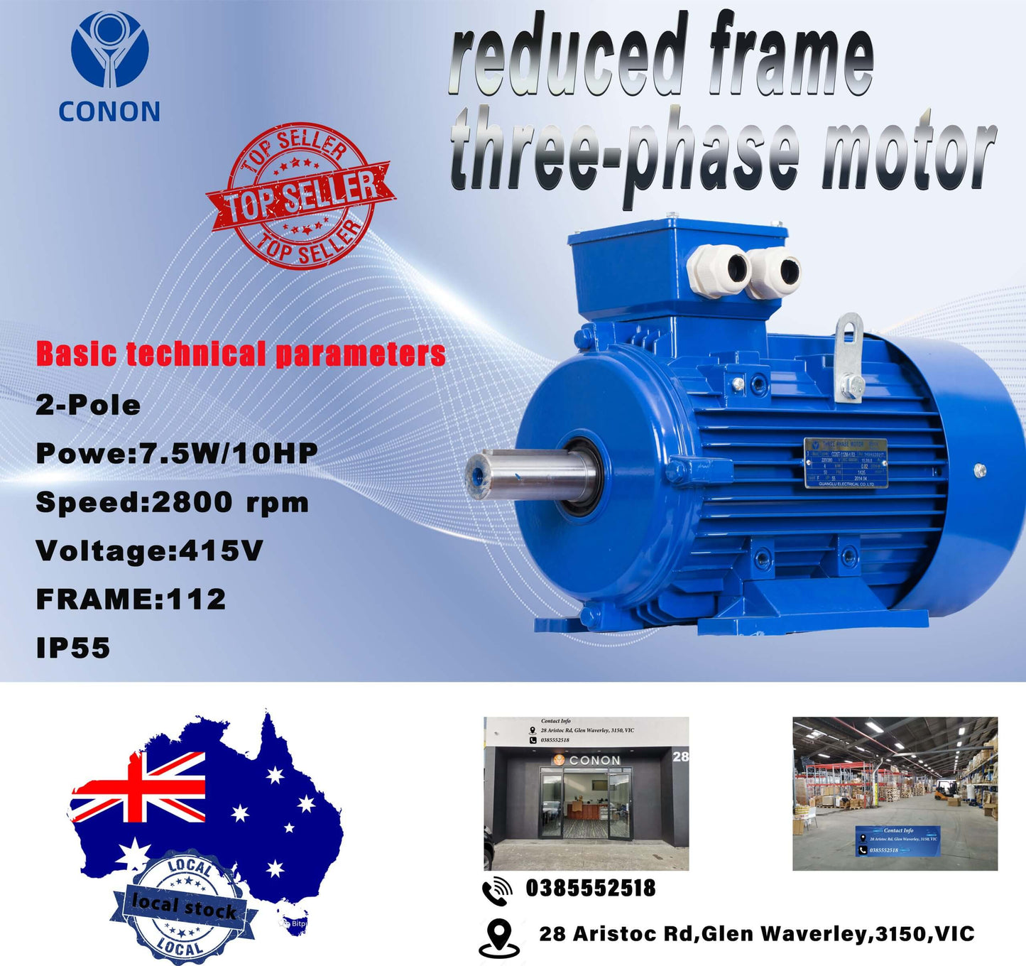 7.5kw/10HP 2800rpm Electric motor three phase Frame 112 compressor
