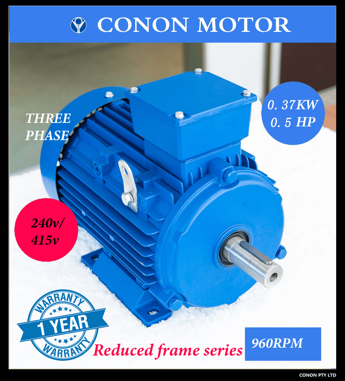 0.37kw/0.5HP 6 pole 960RPM Electric motor 71 frame compressor