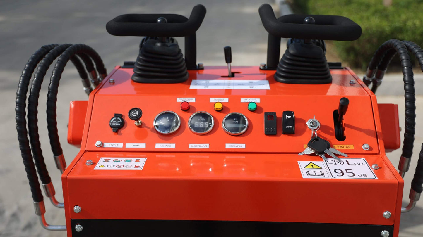The 480 Mini Skid Steer Loader 23.5 hp is equipped with a Runtone gasoline engin