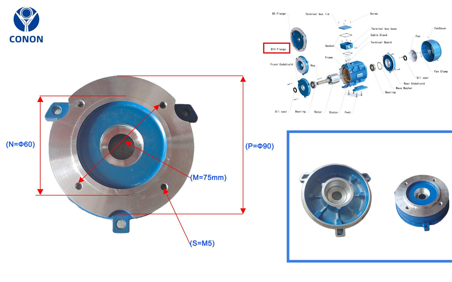 Electric motor 63 Frame B14A Flange shaft 11MM YX3 SERIES Three phase motor