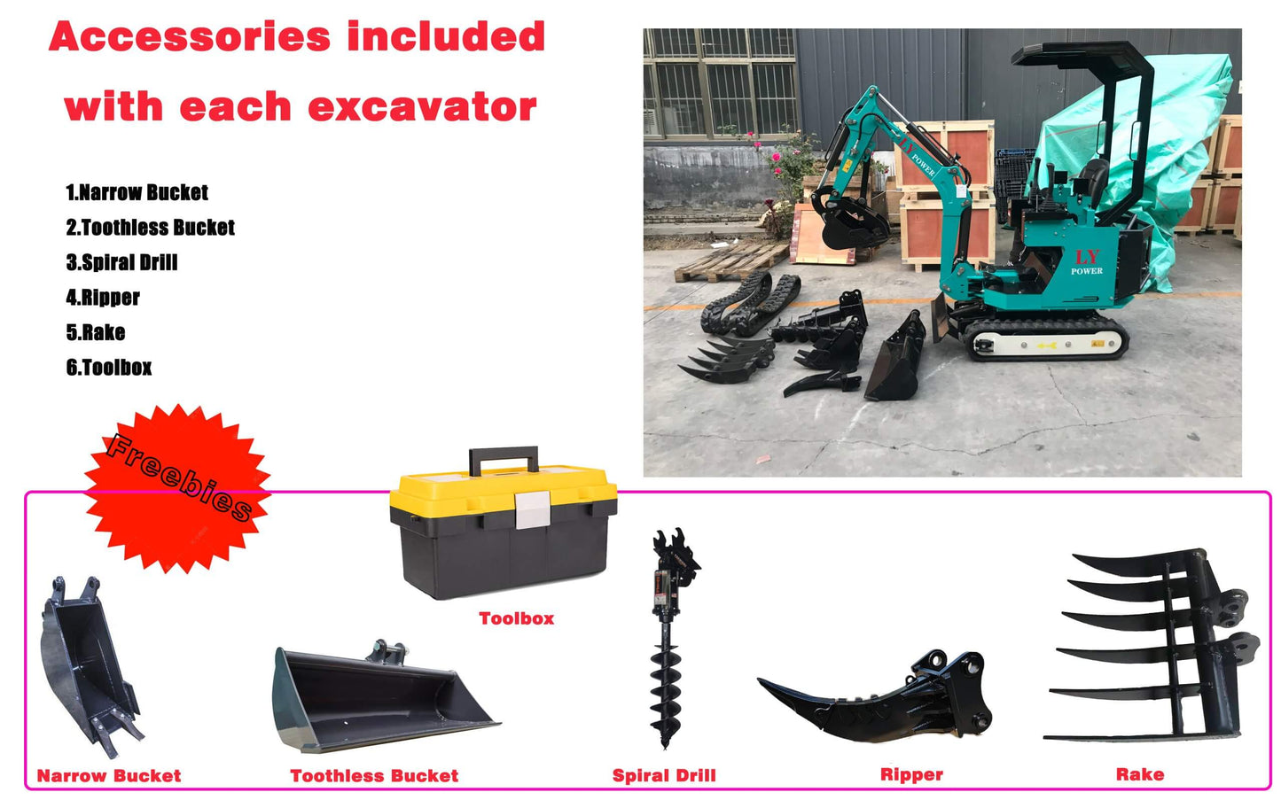 Brand NEW MINI Excavator DIESEL Engine 1.2T in Red and Yellow Color