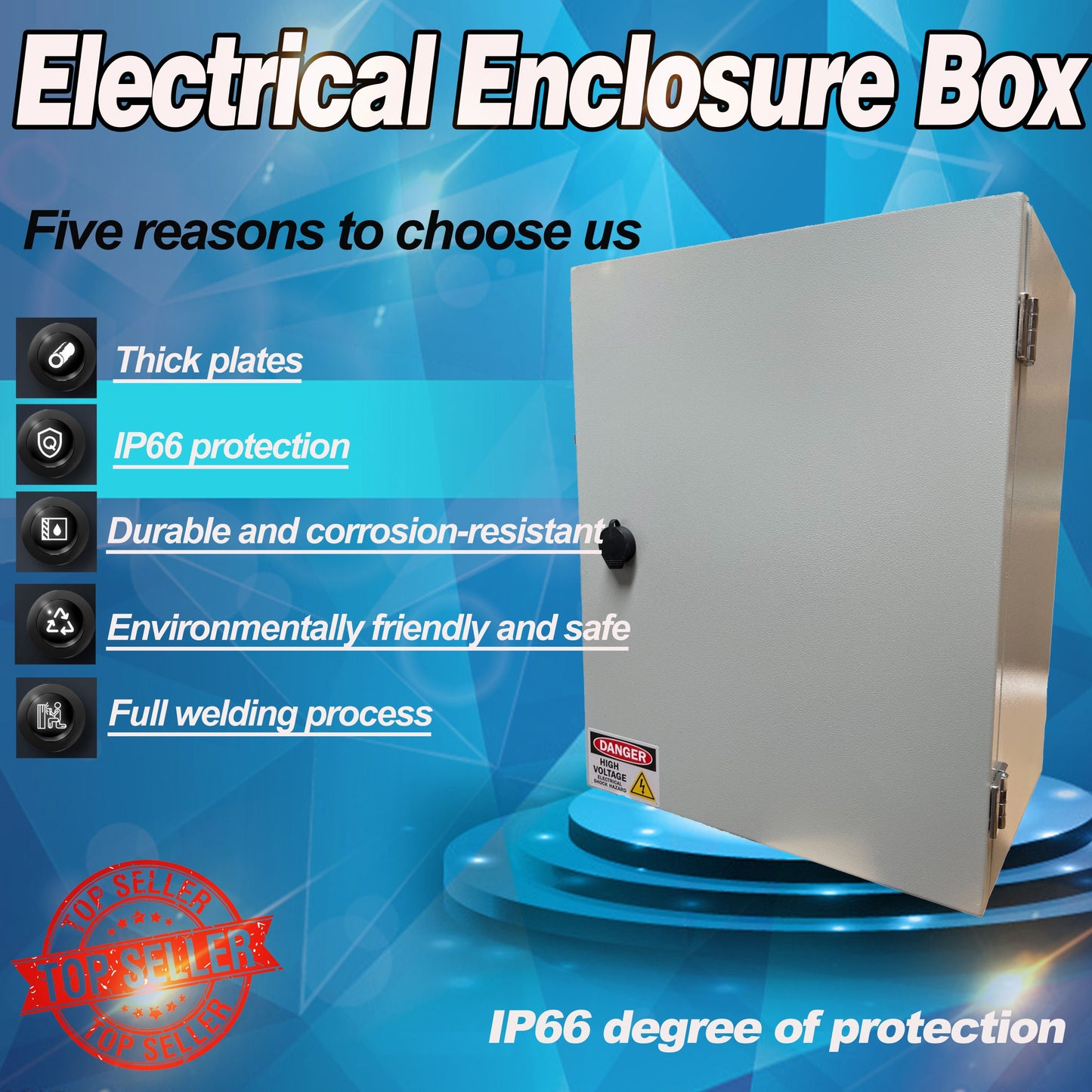 1.2mm Carbon Steel Electrical 400 x 400 x 250 mm Enclosure Box IP66 Wall Mount
