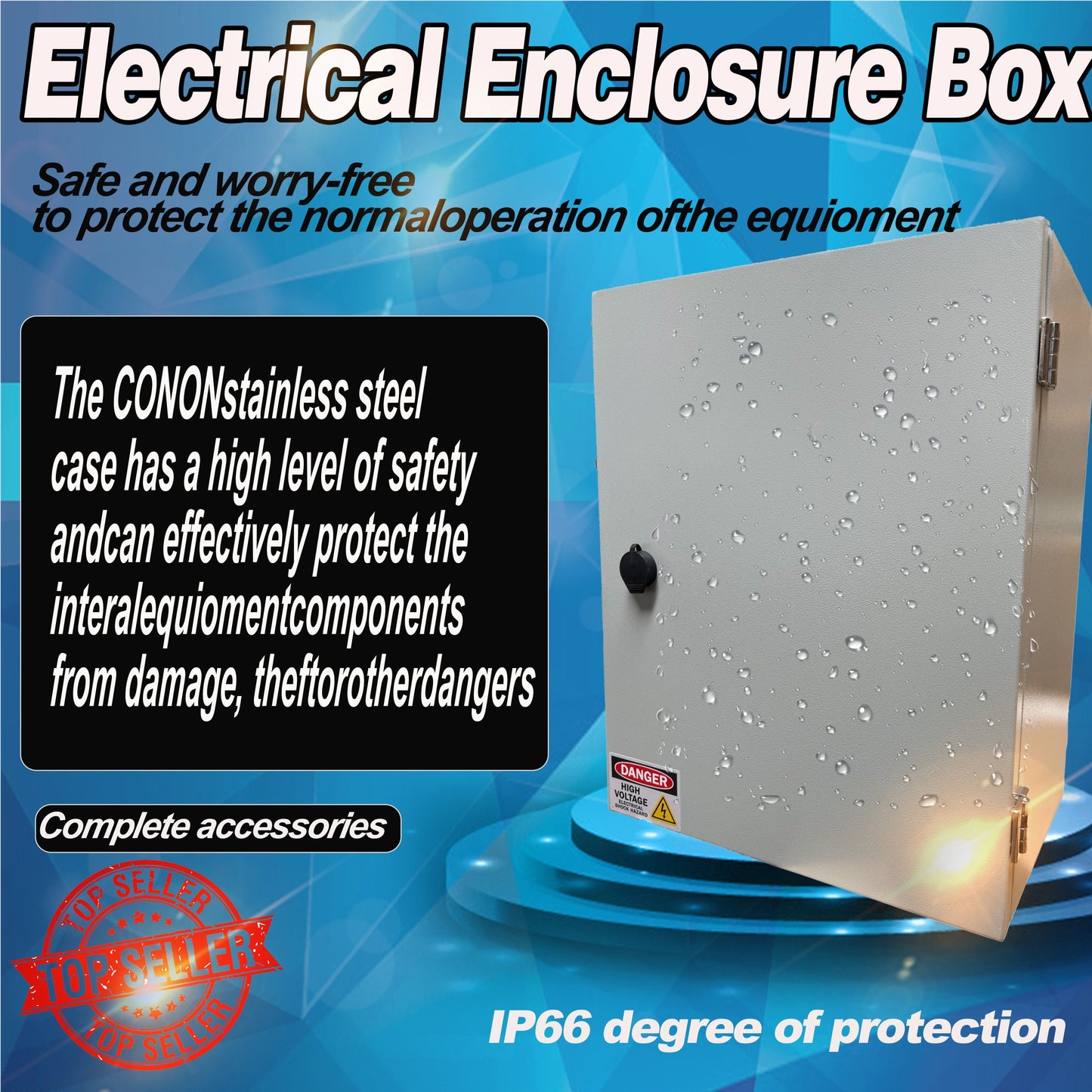 1.2mm Carbon Steel Electrical 400 x 400 x 250 mm Enclosure Box IP66 Wall Mount