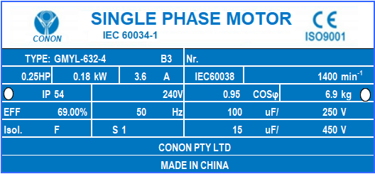 0.18kw 0.25HP 1400rpm shaft 11mm Electrical motor