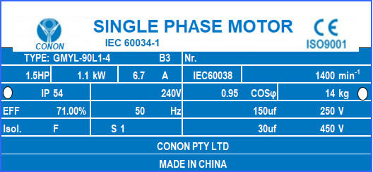 1.1kw 1.5HP 1400rpm 5/8" 16mm shaft Compressor motor single phase 240v dual caps