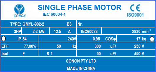 2.2kw 3HP 2800rpm shaft 24mm Electrical motor single phase 240v Hoists Winch REVERSIBLE Air Compressor