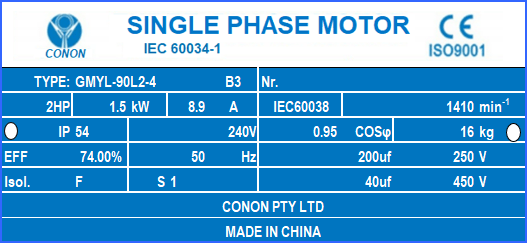 1.5kw 2HP 1400rpm 3/4" 19mm shaft Compressor motor single phase 240v dual caps