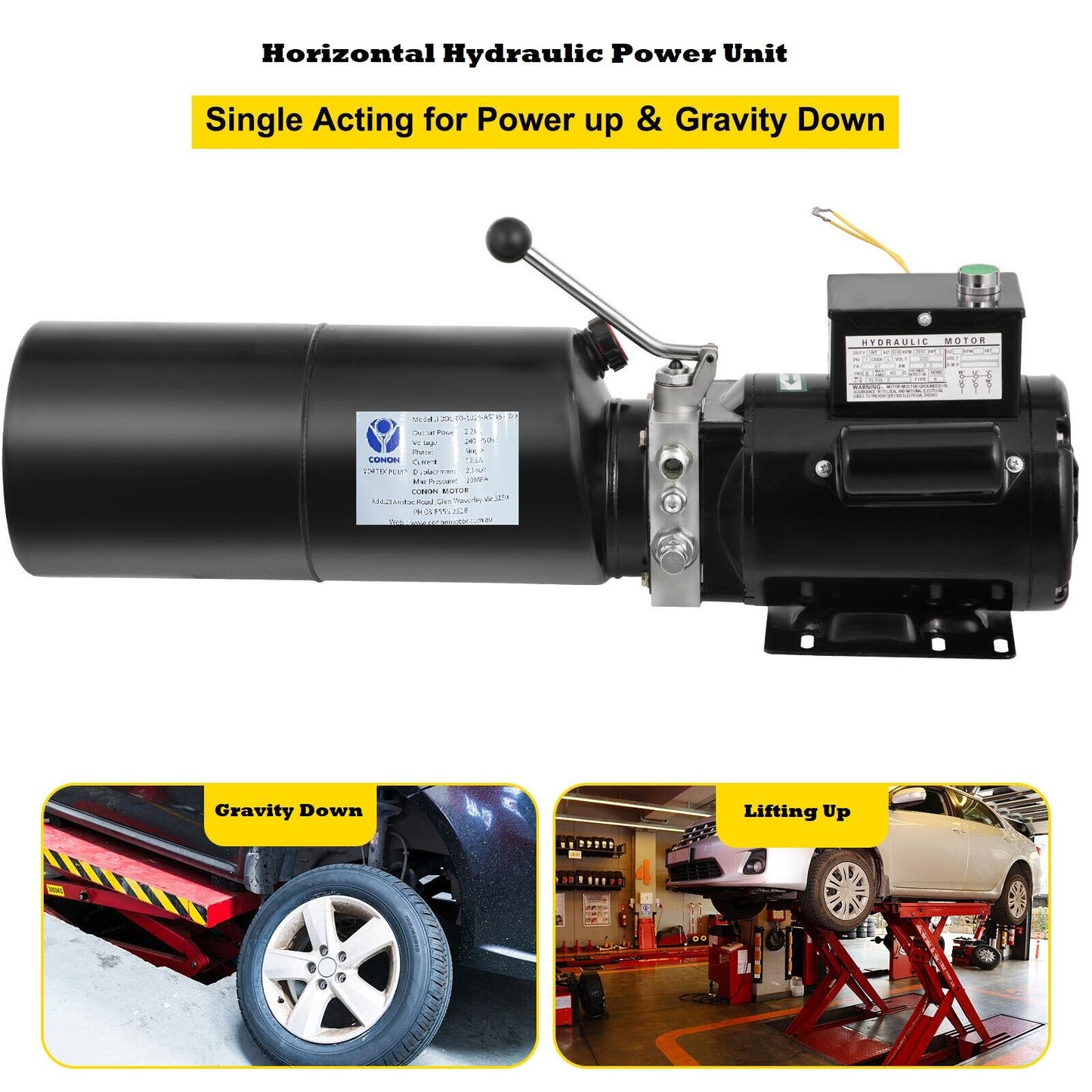 3PH 12L Hydraulic Power Unit Auto Horizontal Cast iron Pump Vehicle Car Hoist Lift