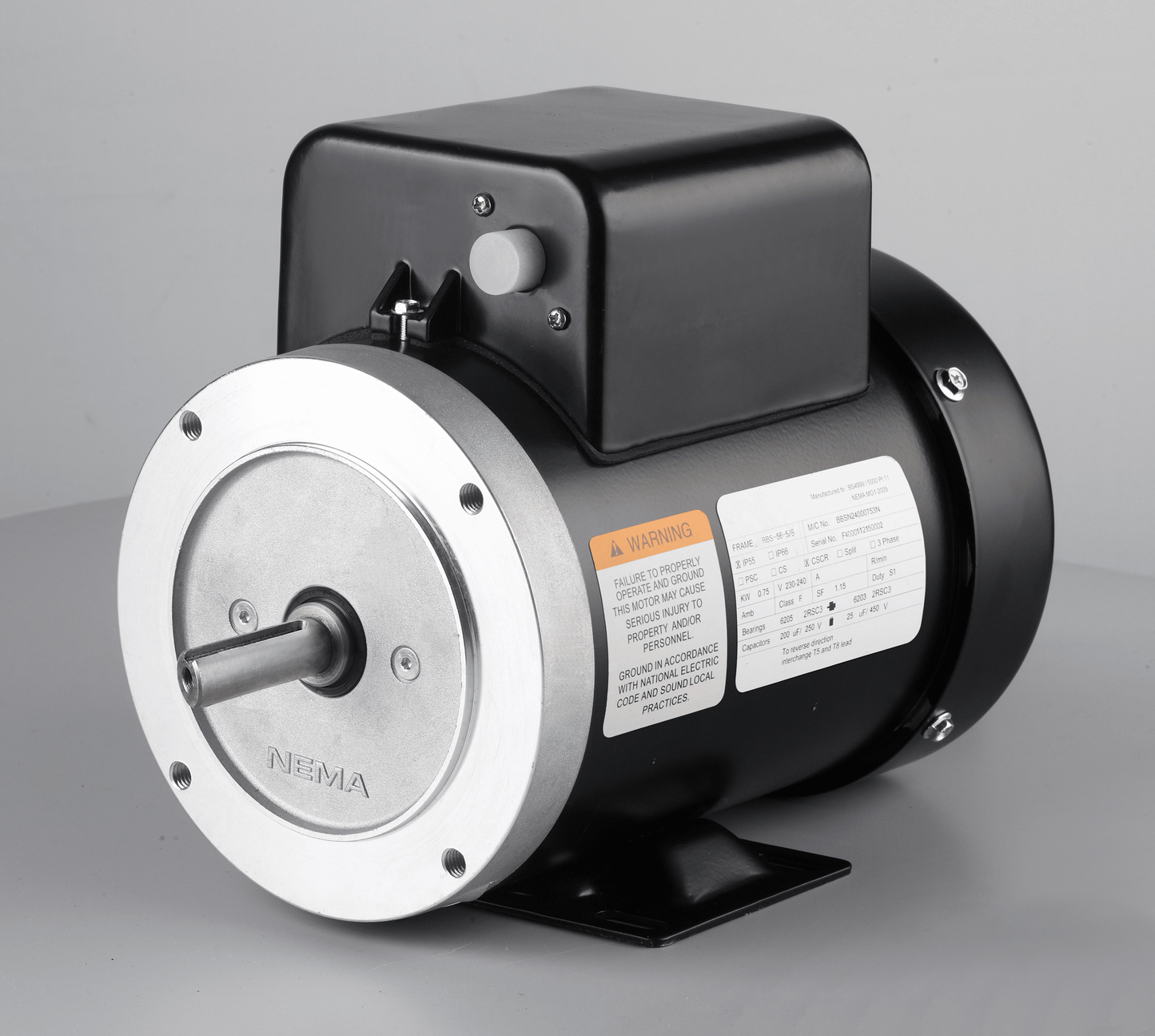 NEMA Electric Motor Single phase 0.75kw 1hp 1400rpm frame 56 with NEMA flange