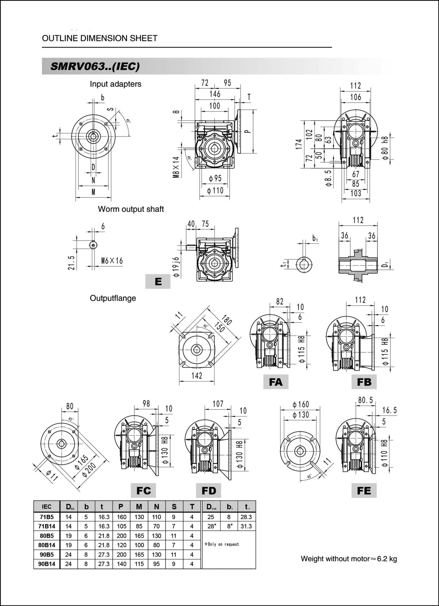 Worm Drive Gearbox NMRV063 80:1 ratio B5 Flange 19mm input shaft Speed reducer