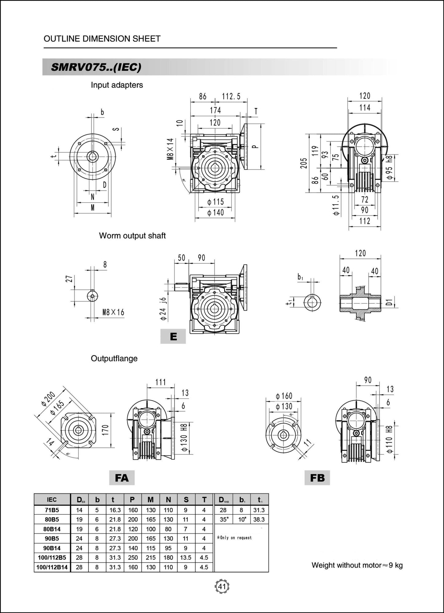Worm Drive Gearbox NMRV075 80:1 ratio B5 Flange 28mm input shaft Speed reducer