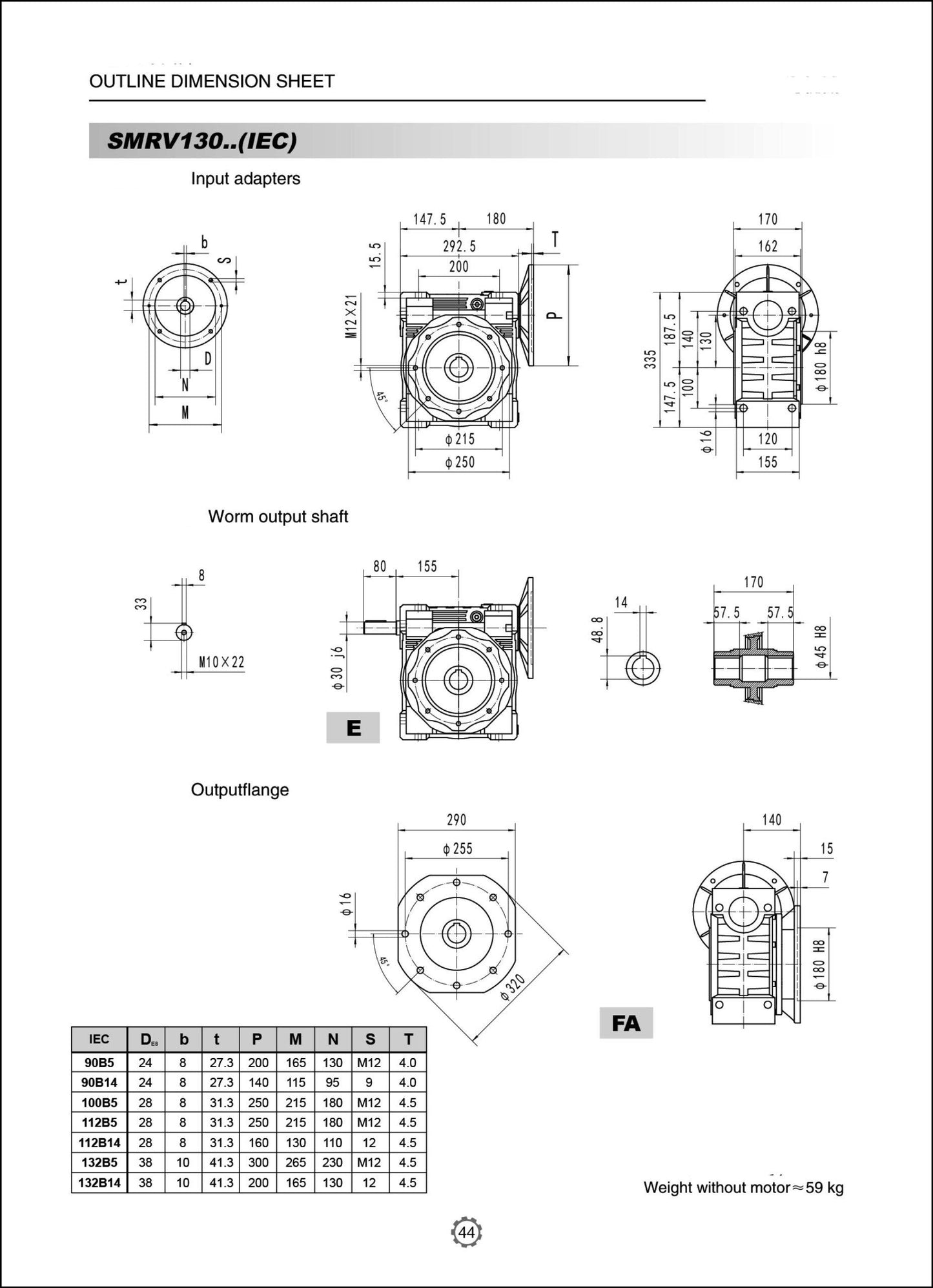 Worm Drive Gearbox NMRV130 80:1 ratio B5 Flange 28mm input shaft Speed reducer
