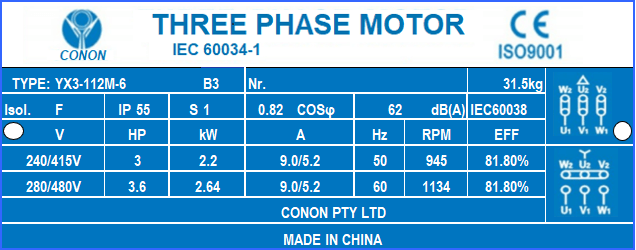 6 poles 2.2kw 3HP 905rpm shaft 28mm Electric motor Three-phase 240v/415v