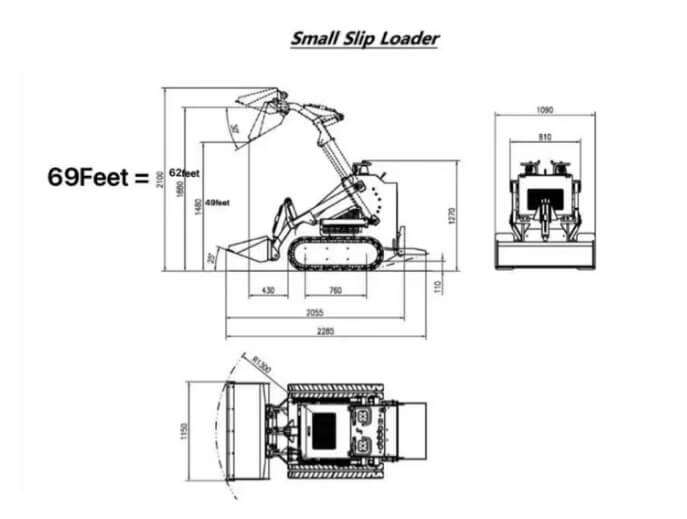 The 480 Mini Skid Steer Loader 23.5 hp is equipped with a Runtone gasoline engin