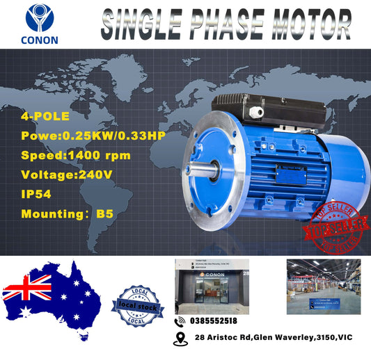 B5 FLANGE 0.25kw/0.33HP 1400rpm motor Single-phase 240v REVERSIBLE CSCR shaft 14mm