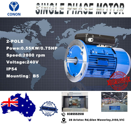 B5 FLANGE 0.55kw/0.75HP 2800rpm motor Single-phase 240v REVERSIBLE CSCR shaft 14mm