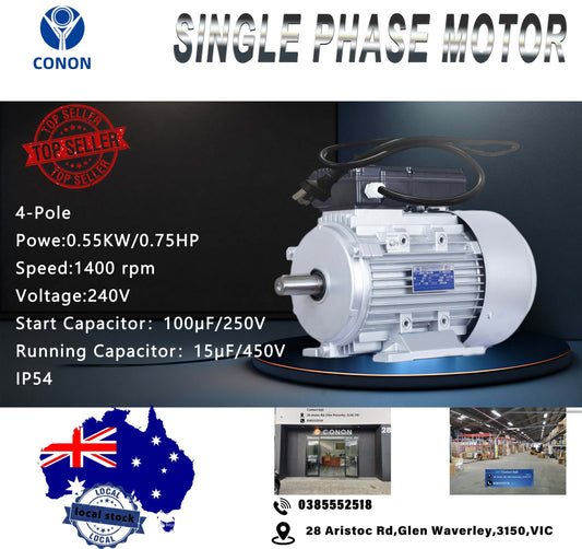 AU 0.75HP 240V Reversible Motor 1400RPM Plugged with AU Plug Dual Cap Long Life