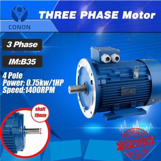 B35 FLANGE 0.75kw/1HP 1400rpm motor Three-phase 415v REVERSIBLE CSCR shaft 19mm