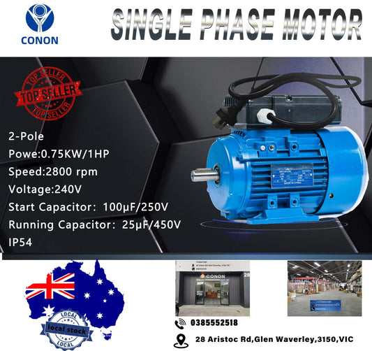 AU 1HP 240V Reversible Motor 2800RPM Plugged with AU Plug Dual Cap Long Life