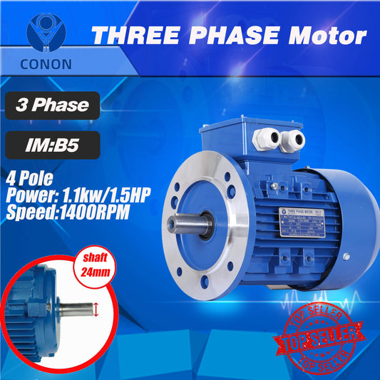 B5 FLANGE 1.1kw/1.5HP 1400rpm motor Three-phase 415v REVERSIBLE CSCR shaft 24mm