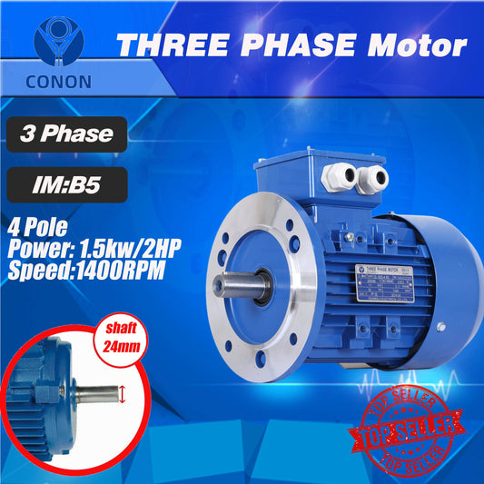 B5 FLANGE 1.5kw/2HP 1400rpm motor Three-phase 415v REVERSIBLE CSCR shaft 24mm