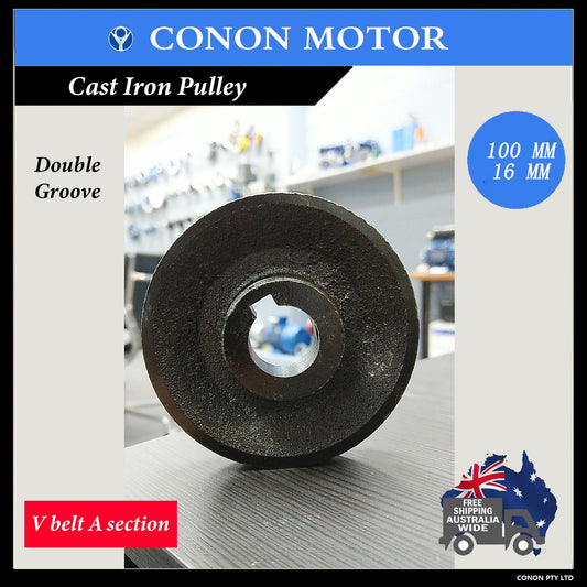 Double groove Pulley 100mm shaft size 5/8" 16mm bore Cast Iron screw V Section A