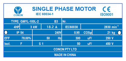 3kw 4HP 2800rpm shaft 28mm Electrical motor single-phase 240v