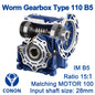 Worm Drive Gearbox NMRV110 15:1 ratio B5 Flange 28mm input shaft Speed reducer