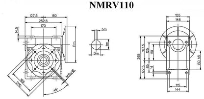 Worm Drive Gearbox NMRV110 80:1 ratio B5 Flange 24mm input shaft Speed reducer
