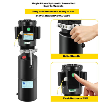 Single 12L Hydraulic Power Unit Auto Lifts cast iron Pump Vehicle Car Hoist Hori