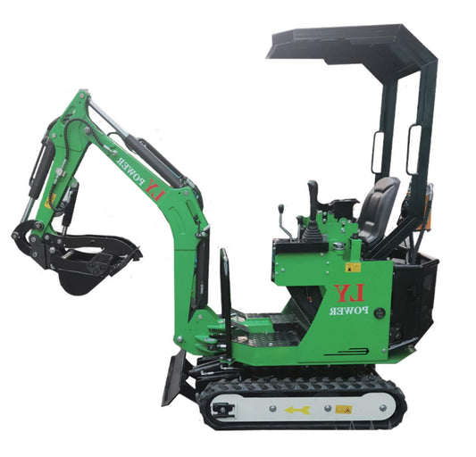 New MINI Excavator 1.0T Breton Gasoline Engine 13.5HP Green & Blue