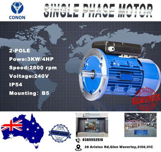 B5 FLANGE 3kw/4HP 2800rpm motor Single-phase 240v REVERSIBLE CSCR shaft 28mm