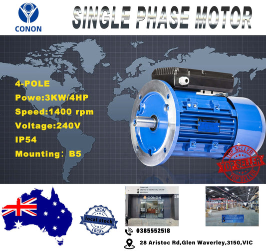 B5 FLANGE 3kw/4HP 1400rpm motor Single-phase 240v REVERSIBLE CSCR shaft 28mm