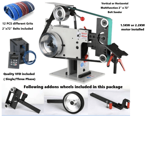 2"x 72" Belt Sander Grinder Linisher Complete Chassis 1.5KW Motor VFD Combo pack