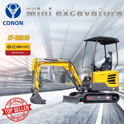 Brand NEW MINI Excavator DIESEL Engine 1.8T in Red and Yellow Color