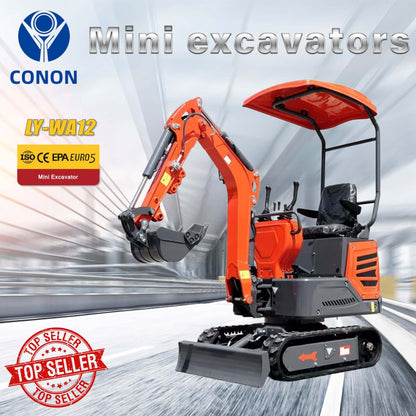 Brand NEW MINI Excavator DIESEL Engine 1.2T in Red and Yellow Color