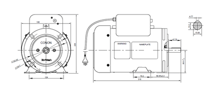 NEMA Electric Motor Single phase 0.37kw 0.5hp 1400rpm frame 56 British flange
