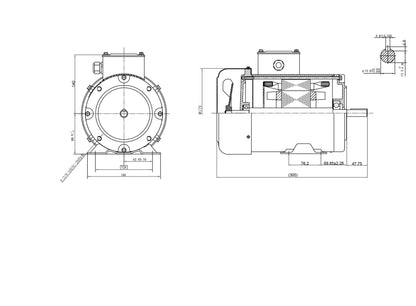 Three Phase NEMA Electric Motor 415V 0.75kW 1HP 1400rpm FRAME 56 1Ph CSCR 5/8"