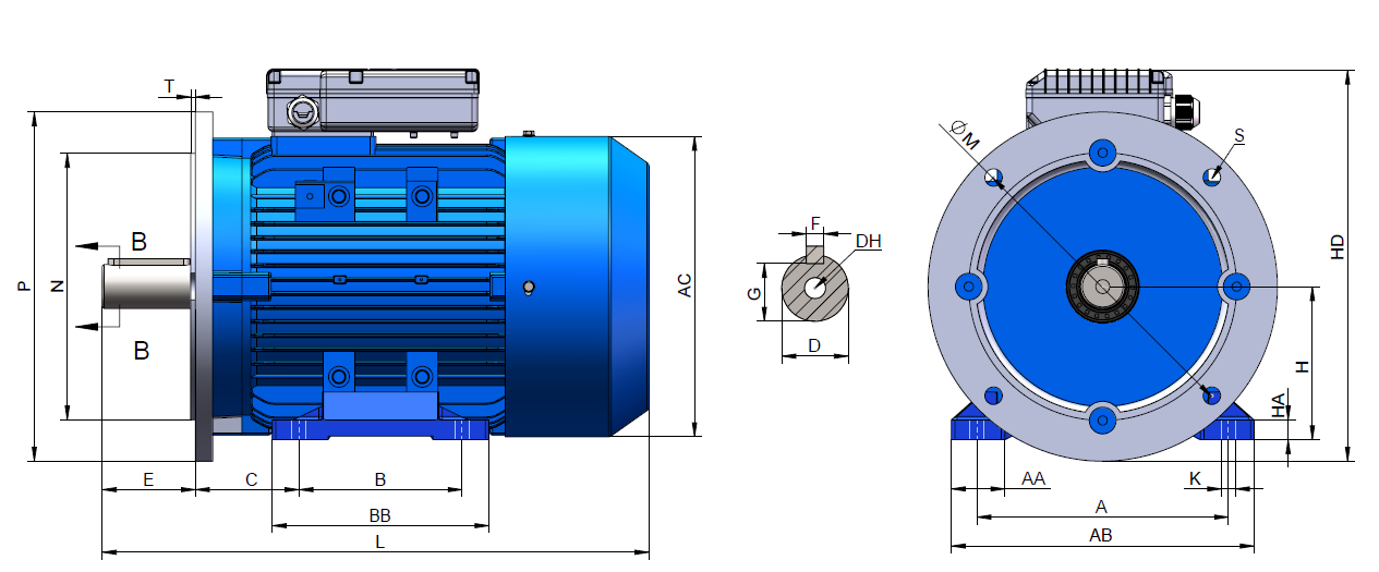 B5 FLANGE 0.75kw 1HP 1400pm shaft 19mm Electric motor single-phase cement mixer