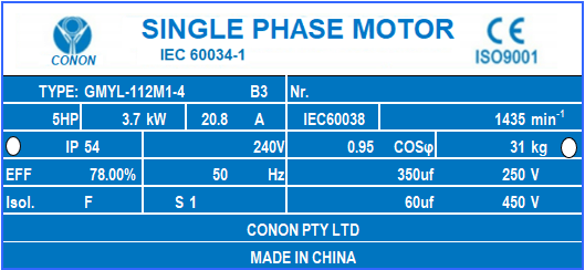 3.7kw 5HP 1400rpm shaft 28mm Electrical motor single-phase 240v