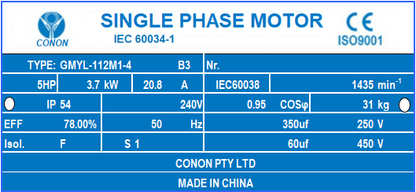 3.7kw 5HP 1400rpm shaft 28mm Electrical motor single-phase 240v