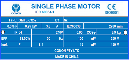 0.25kw 0.37HP 2800rpm shaft 11mm Electrical motor single-phase 240v REVERSIBLE CSCR