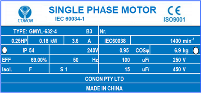 0.18kw 0.25HP 1400rpm shaft 11mm Electrical motor
